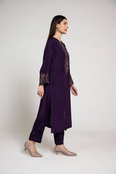 2 Piece Raw Silk Embroidered Suit (AS0445)